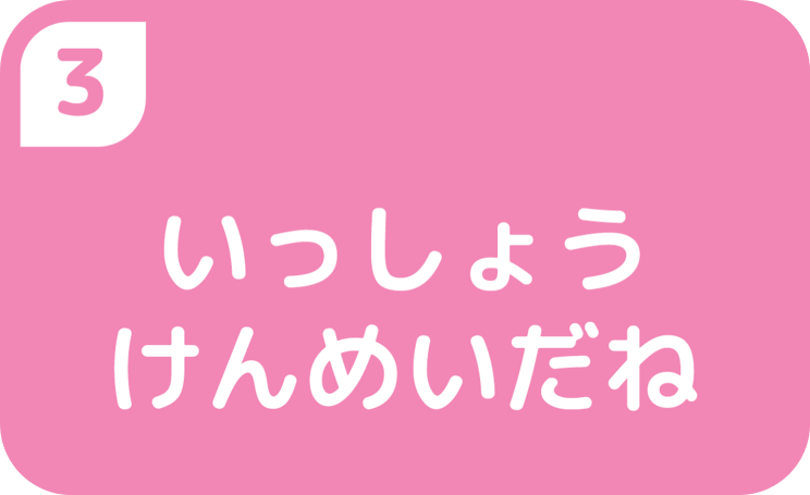 3いっしょうけんめいだね